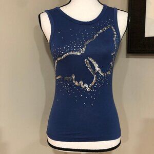 *ZARA* Blue x Silver Sequin Sleeveless Top Size S